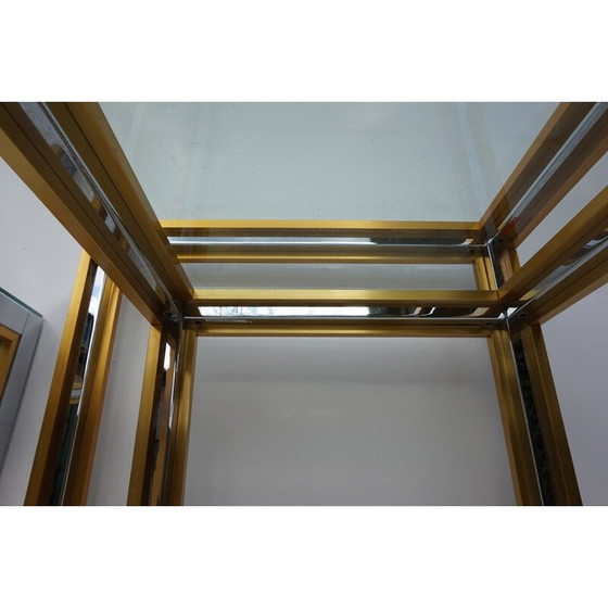 Image 1 of Set of 3 vintage chrome and gold metal coffee tables, 1970