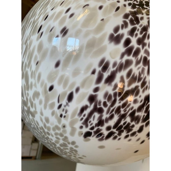 Image 1 of Contemporary Milky-White Sphere In Murano Style Glass With Brown And Beige Murrine