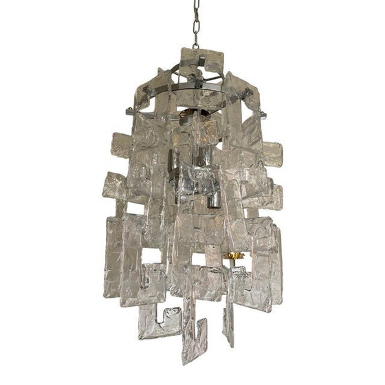 Image 1 of 21St Century Transparent And Silver Chandelier In Murano Glass