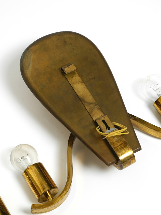 Image 1 of Pair Of Large Heavy Mid Century Brass Wall Lights From A German Church