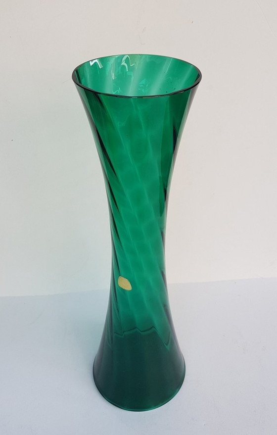 Image 1 of Deep Green Vase With Serrated Edge By Alfred Taube For Füge & Taube