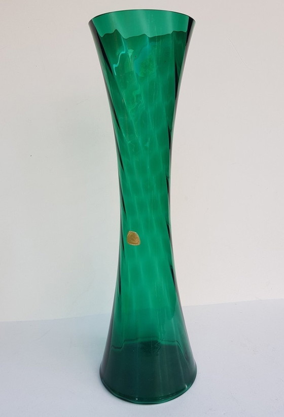 Image 1 of Deep Green Vase With Serrated Edge By Alfred Taube For Füge & Taube