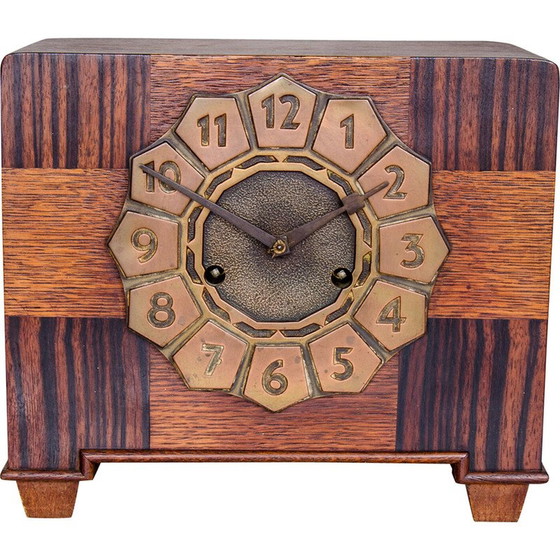 Image 1 of Vintage Art Deco mantel clock in rosewood and oak, 1920