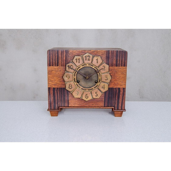 Image 1 of Vintage Art Deco mantel clock in rosewood and oak, 1920