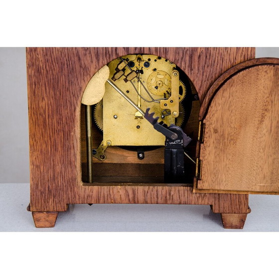 Image 1 of Vintage Art Deco mantel clock in rosewood and oak, 1920