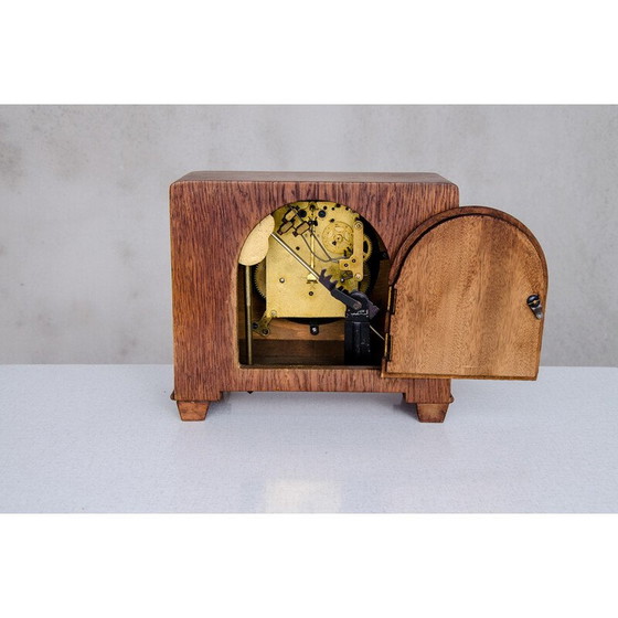 Image 1 of Vintage Art Deco mantel clock in rosewood and oak, 1920