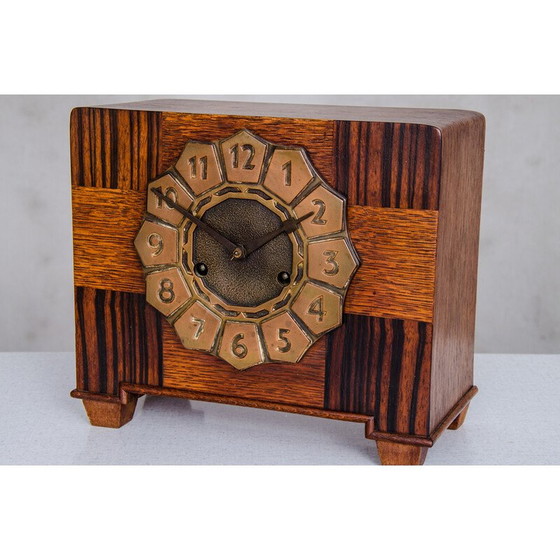 Image 1 of Vintage Art Deco mantel clock in rosewood and oak, 1920