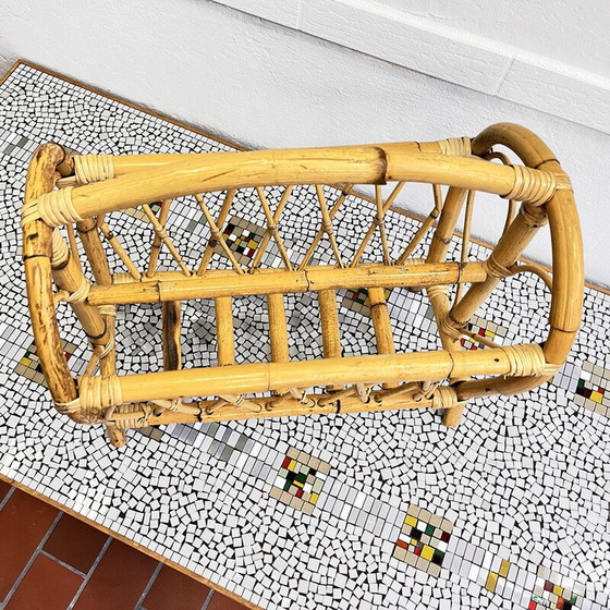 Image 1 of Vintage rattan and wicker newspaper rack, Denmark 1970