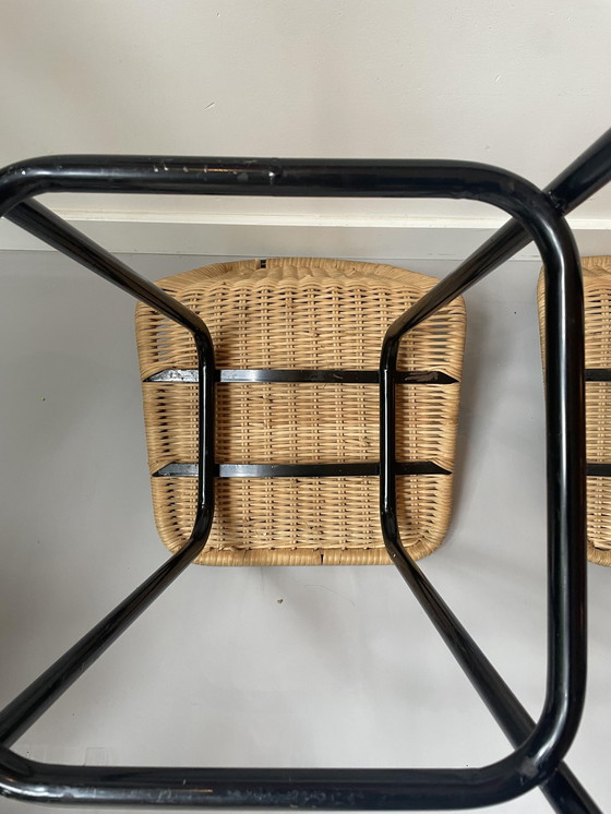 Image 1 of 4x Vintage rattan bar stools