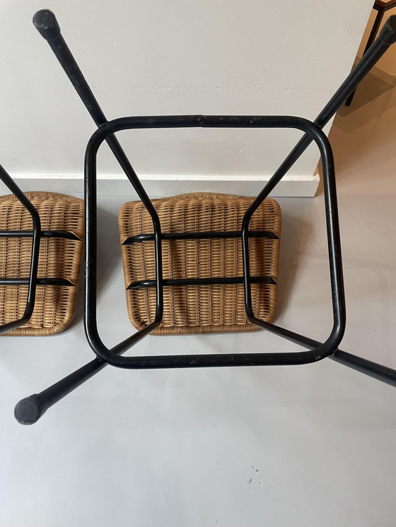 Image 1 of 4x Vintage rattan bar stools