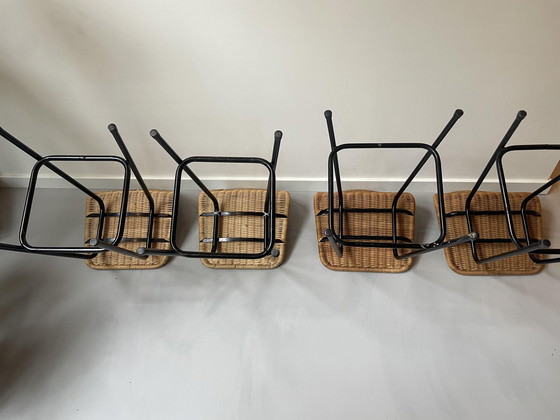 Image 1 of 4x Vintage rattan bar stools