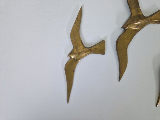 Mid-Century Brass Seagull Wall Decorations, 1960S, Set Of 3