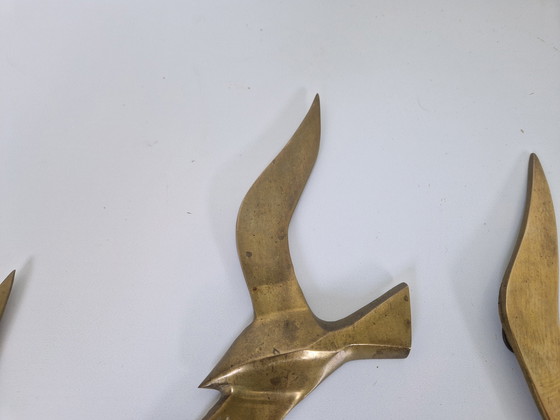 Image 1 of Mid-Century Brass Seagull Wall Decorations, 1960S, Set Of 3