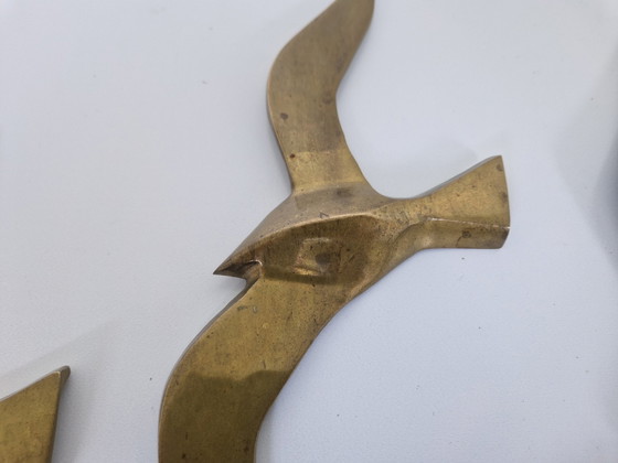 Image 1 of Mid-Century Brass Seagull Wall Decorations, 1960S, Set Of 3