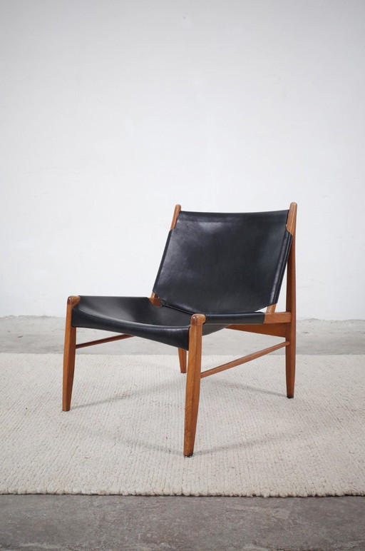 Armchair by Franz Xaver Lutz Saddle leather and oak