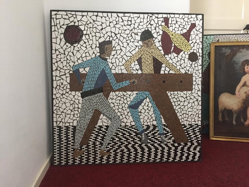 2 mozaïek werken Haagsche school – Merk onbekend, beeldhouwkunst, Ceramic, Anders