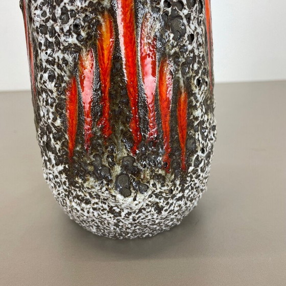 Image 1 of Vintage Lora Zig Zag pottery fat lava vase by Scheurich, Germany 1970s