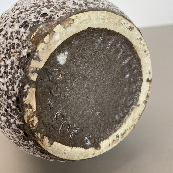 Image 1 of Vintage Lora Zig Zag pottery fat lava vase by Scheurich, Germany 1970s