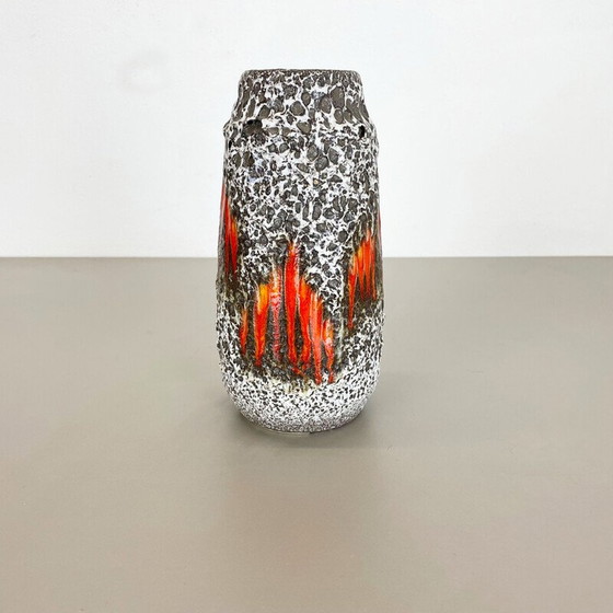 Image 1 of Vintage Lora Zig Zag pottery fat lava vase by Scheurich, Germany 1970s
