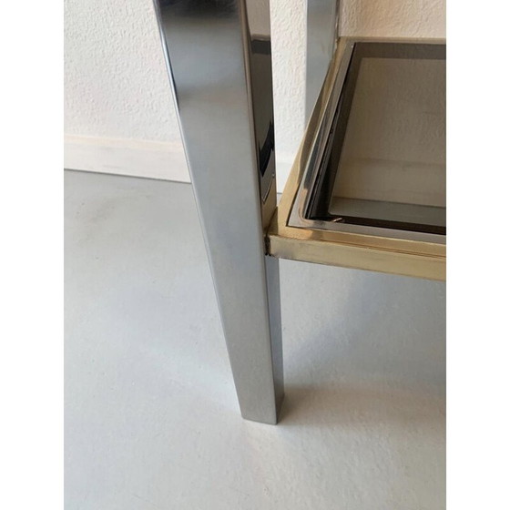 Image 1 of Vintage two-tone console in chrome brass and glass, Italy 1970