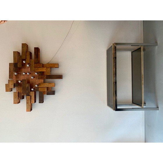 Image 1 of Vintage two-tone console in chrome brass and glass, Italy 1970