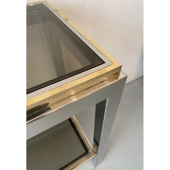 Image 1 of Vintage two-tone console in chrome brass and glass, Italy 1970