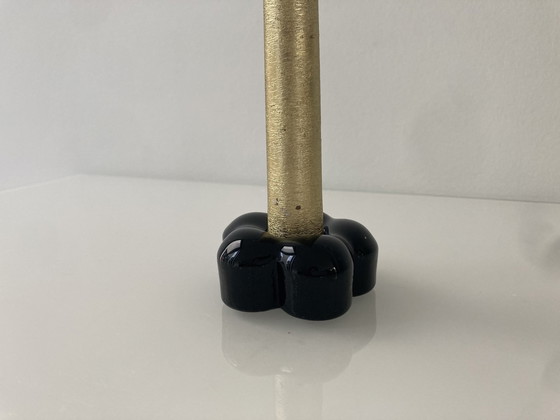 Image 1 of Black Candlestick Of Ceramic In Floral Design