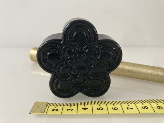 Image 1 of Black Candlestick Of Ceramic In Floral Design