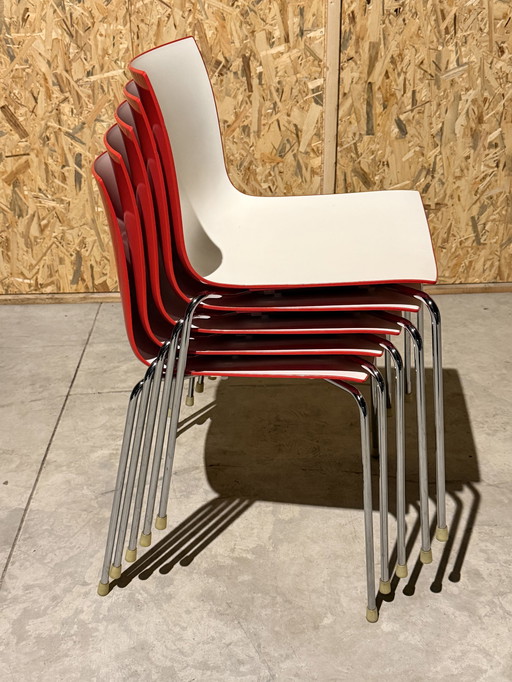 Arper Catifa 46 Design Chair - White/Red Plastic