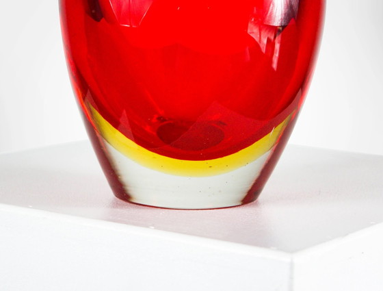 Image 1 of Antonio Da Ros Murano Sommerso Glass Red Decanter With Tall Stopper