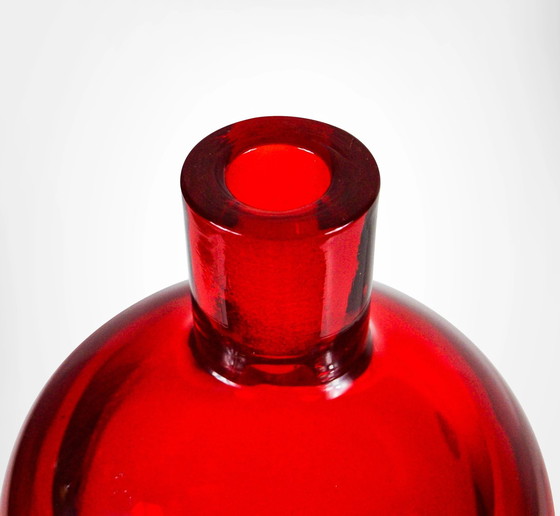 Image 1 of Antonio Da Ros Murano Sommerso Glass Red Decanter With Tall Stopper