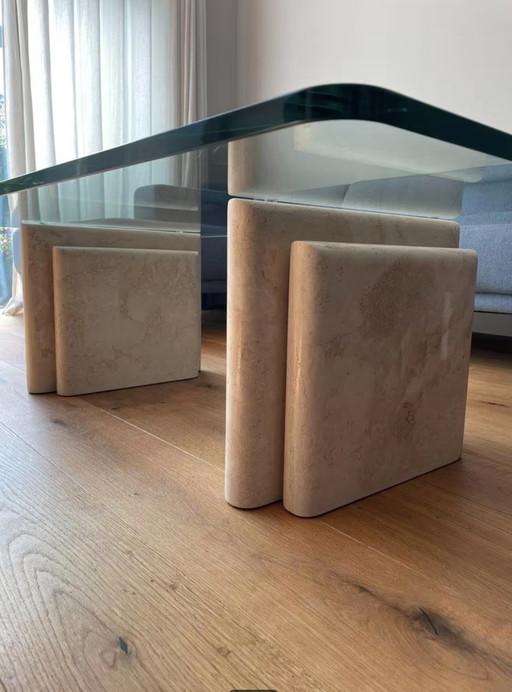 Marble and glass coffee table