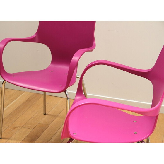 Image 1 of Pair of vintage Jim chairs in chrome metal and plastic for Acta