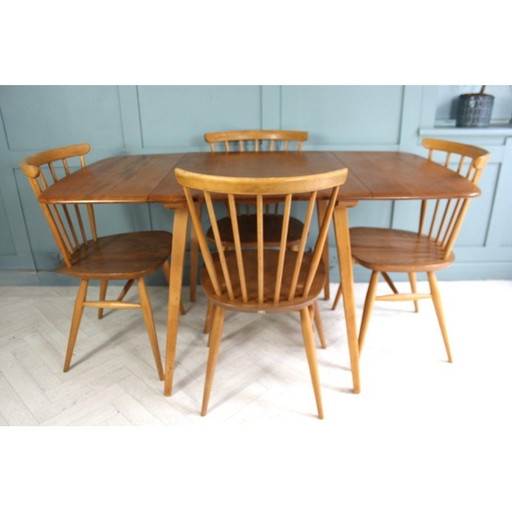 Mid century drop leaf rectangular dining set by Lucian Ercolani for Ercol