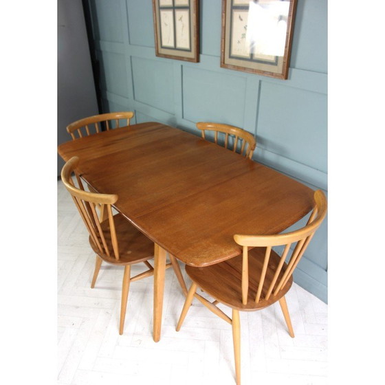 Image 1 of Mid century drop leaf rectangular dining set by Lucian Ercolani for Ercol