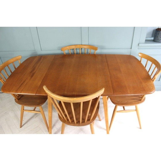 Image 1 of Mid century drop leaf rectangular dining set by Lucian Ercolani for Ercol