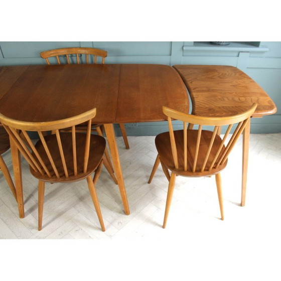 Image 1 of Mid century drop leaf rectangular dining set by Lucian Ercolani for Ercol