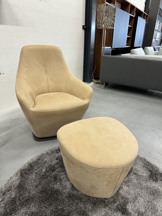 Image 1 of Leolux Cantate Swivel Armchair With Footstool Danza Moreno