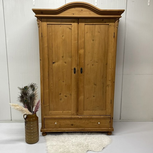 Antique Old pine Storage Cabinet Wardrobe Brocante