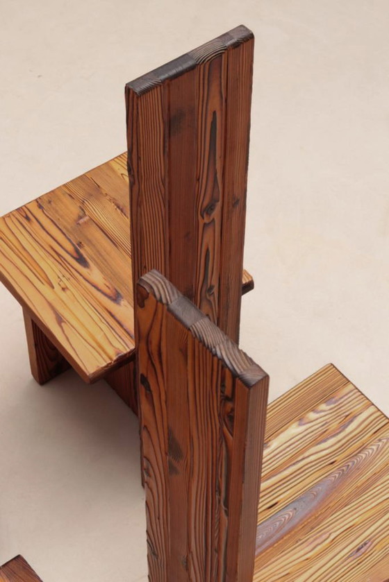 Image 1 of Set Of 4 Sculptural Italian Pine Chairs