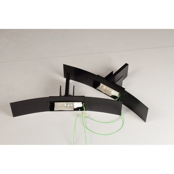 Image 1 of Coppia di lampade da parete vintage in metallo nero di Jean Michel Wilmotte per Sce, Francia 1980