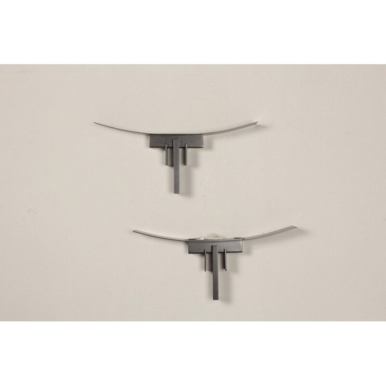 Image 1 of Coppia di lampade da parete vintage in metallo nero di Jean Michel Wilmotte per Sce, Francia 1980