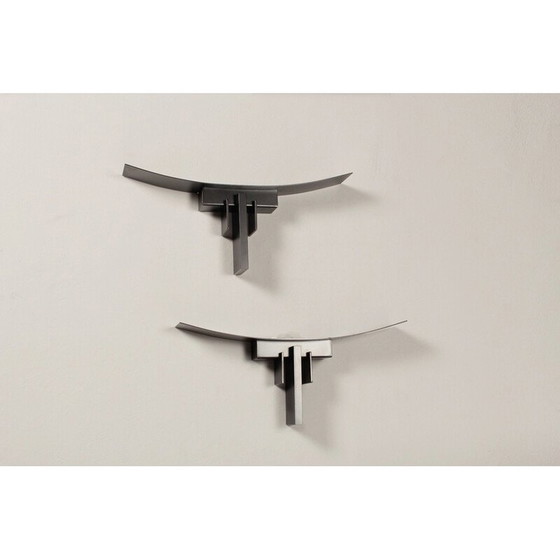 Image 1 of Coppia di lampade da parete vintage in metallo nero di Jean Michel Wilmotte per Sce, Francia 1980