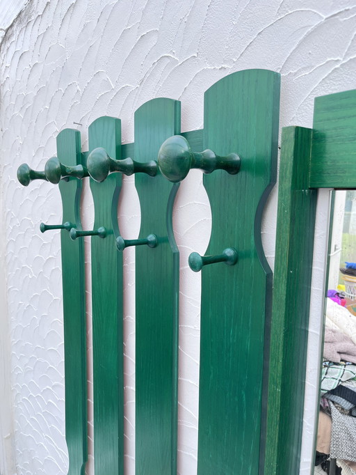 Pine Coat Rack and Mirror
