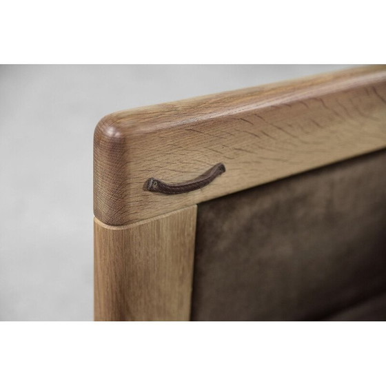 Image 1 of Vintage Scandinavian leather and oakwood sofa, 1970s