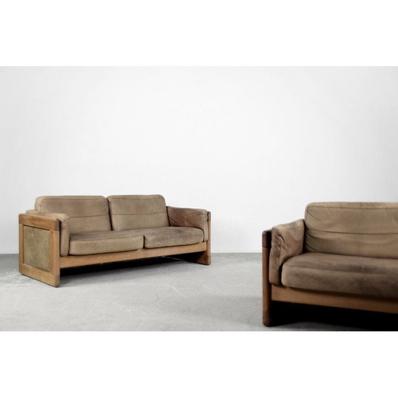 Image 1 of Vintage Scandinavian leather and oakwood sofa, 1970s