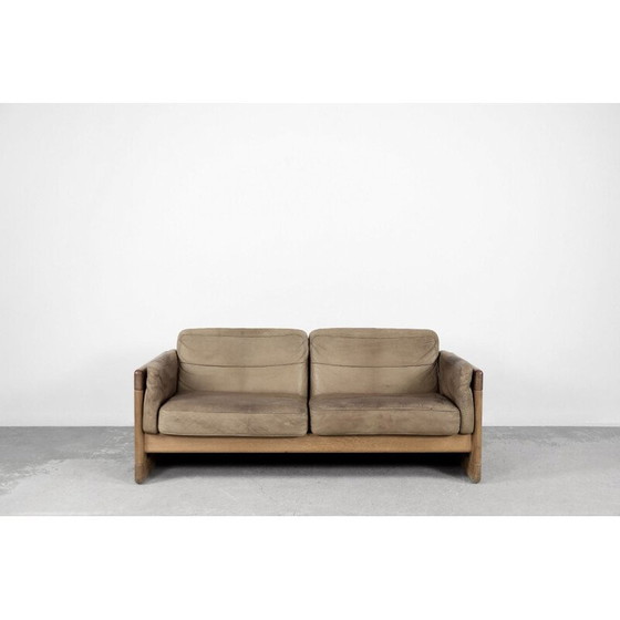 Image 1 of Vintage Scandinavian leather and oakwood sofa, 1970s