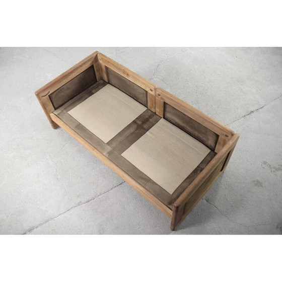 Image 1 of Vintage Scandinavian leather and oakwood sofa, 1970s