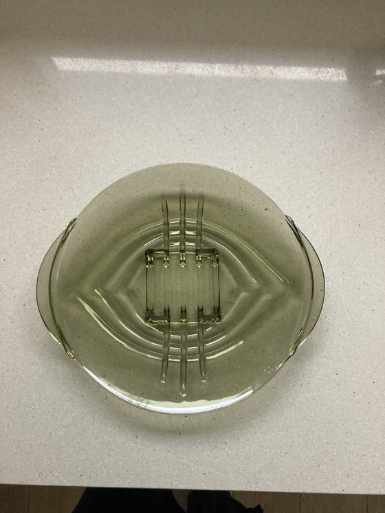 Image 1 of Art Deco Fruit Bowl Green Glass