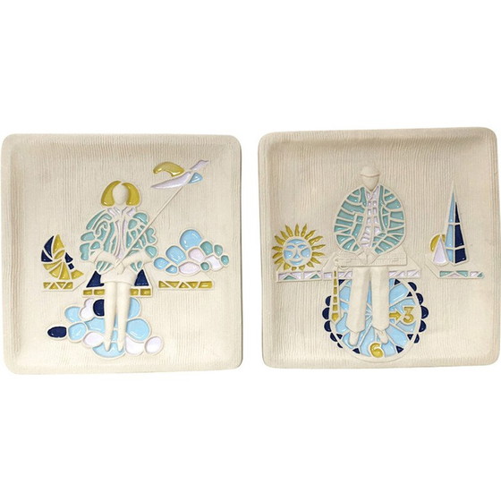 Image 1 of Pair of vintage ceramic dishes for Chiminazzo, Italy 1970